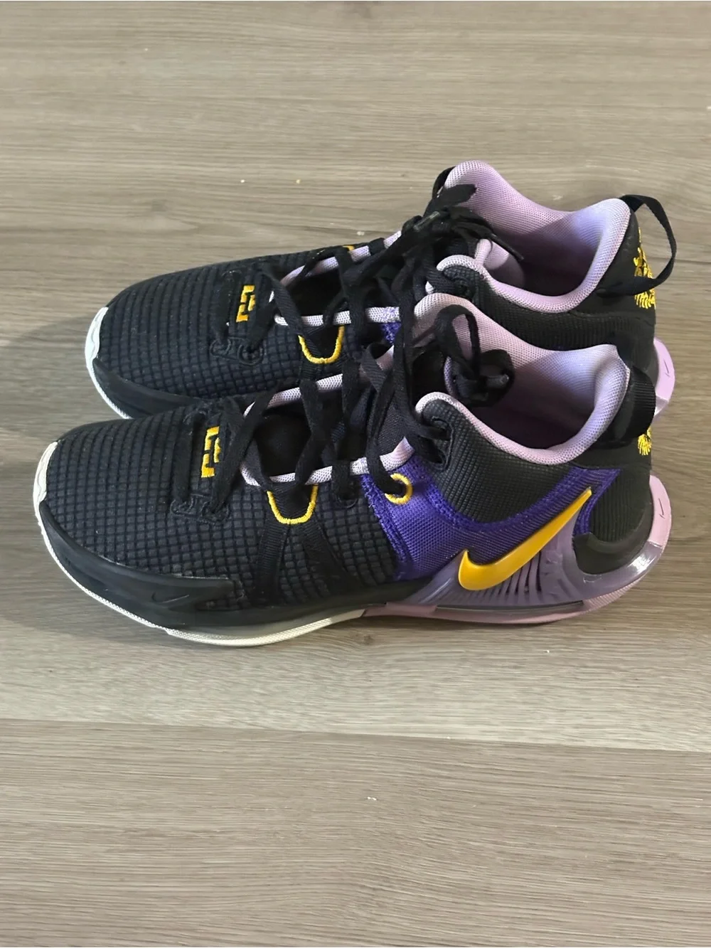 Nike LeBron White 6  WitnessMen's Black Purple Yellow Athletic Shoes
